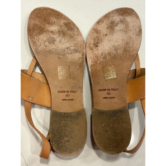 Joie A La Plage Leather T-Strap & Buckle Flat Sandal in Tan - Sz EU40 (US 9.5) - Picture 4 of 5